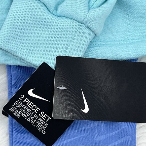 NEW 2pc NIKE Blue Peplum Sweatshirt & Leggings Set Size 6X Swoosh Long Sleeve - Picture 4 of 5